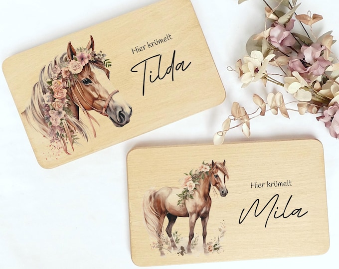 Breakfast board, horses, children, birthday gift, breakfast board, board, horse girl, wooden board, horse gift