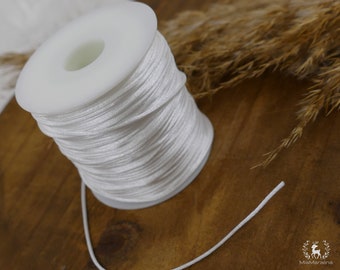Cord, thread, ribbon, white 1 mm