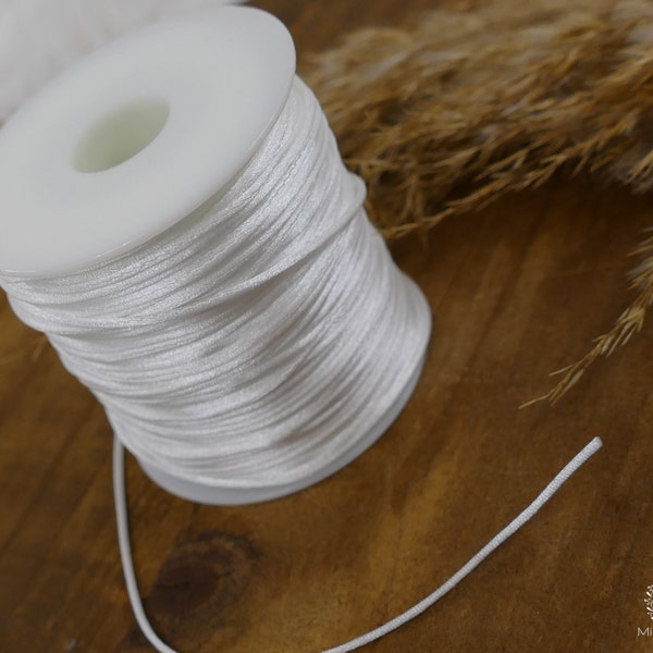 Cord, thread, ribbon, white 1 mm