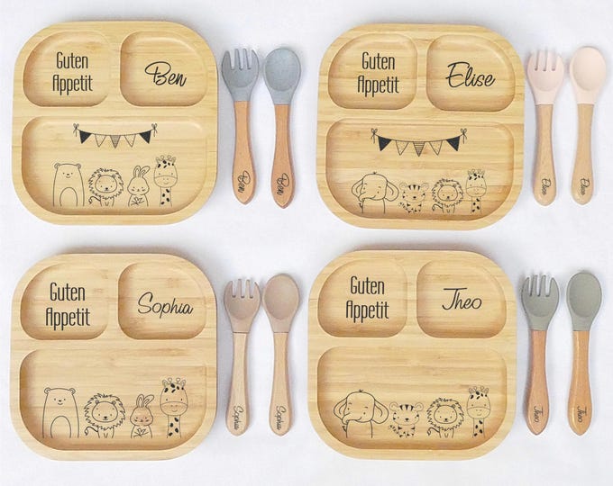 Personalized children's plate, plate for children, with name, engraving, gift idea