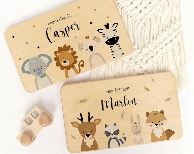 Breakfast board, children, personalized, birthday gift, breakfast board, board, wooden board, animals, lion, elephant