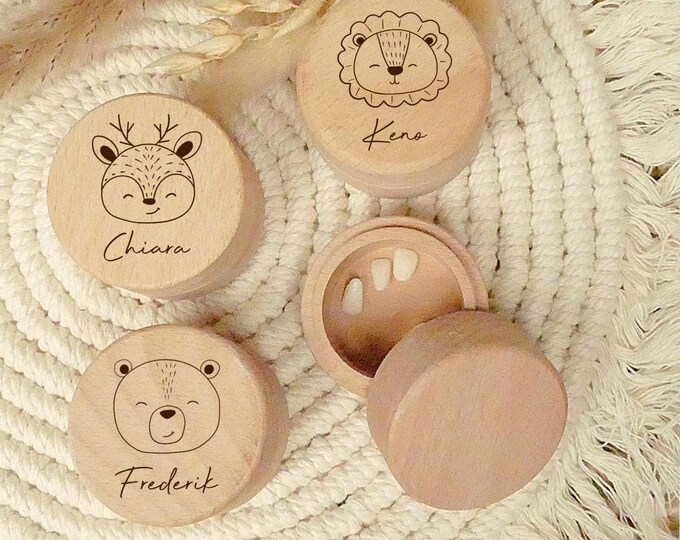 Personalized milk tooth box, tooth box, tooth fairy, milk teeth, children, tooth box with name, milk tooth, box, cute animal motifs