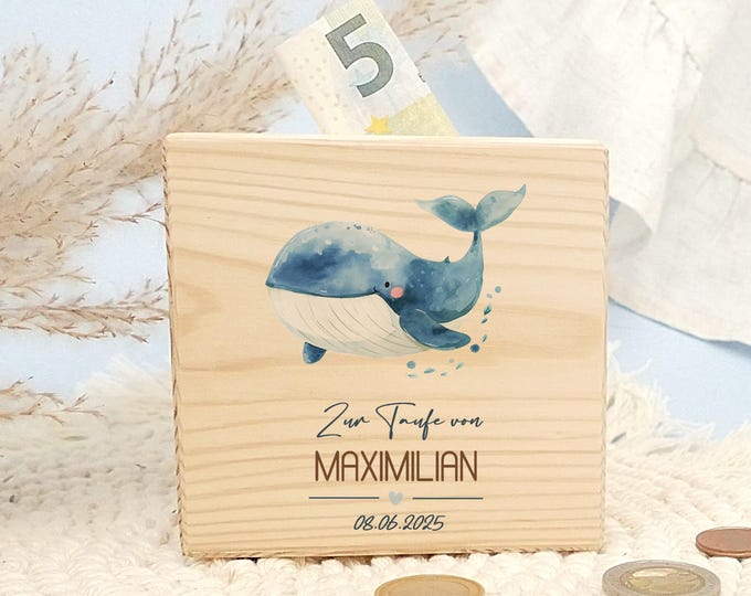 Money box, wood, personalized, baptism gift, Noah's Ark, baptism gift with baptism saying, baptism gift, godchild baptism, children