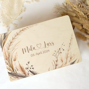Memory box, personalized, wedding gift, wedding gift, memory box, dried flowers, pampas, wooden box for memories