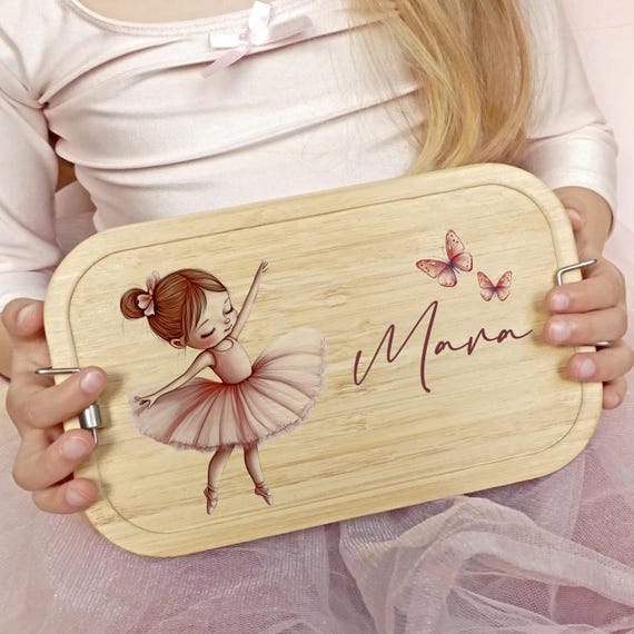 Personalisierte Brotdose, Ballerina, Kinder, Edelstahl Brotdose, Pausenbrotdose Mädchen, Brotbox Kindergarten, Lunchbox Einschulung