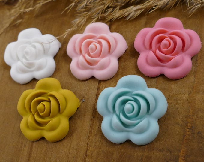 Silikonanhänger, rosen, blumen, Anhänger, 40mm