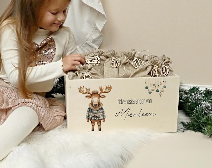 Personalized Advent calendar to fill, Advent box, children, Advent bags, Personalized Advent box