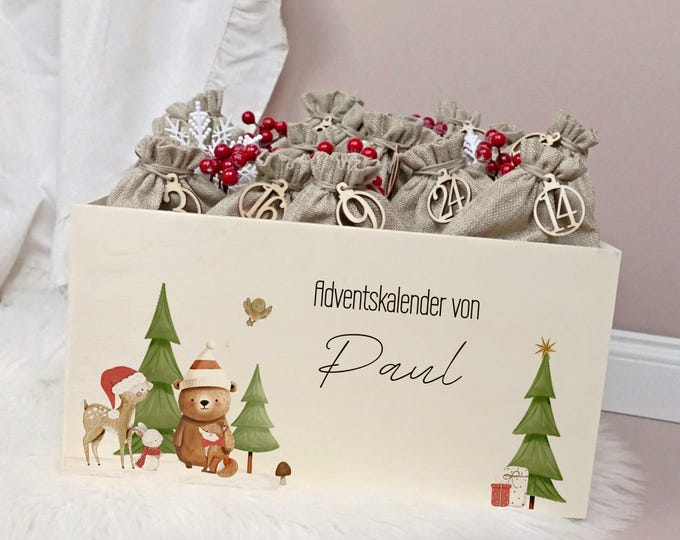 Personalized Advent calendar to fill, Advent box, children, Advent bags, Personalized Advent box