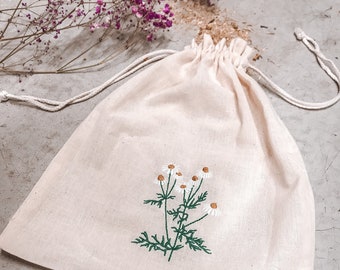 Canvas Tote Bag | Embroider Spices Bag | Chamomile | Drawstring Bag 25 x 30 | Storage Bag | Reusable Bag | Custom Bag | Tote Bag | Tea Bag