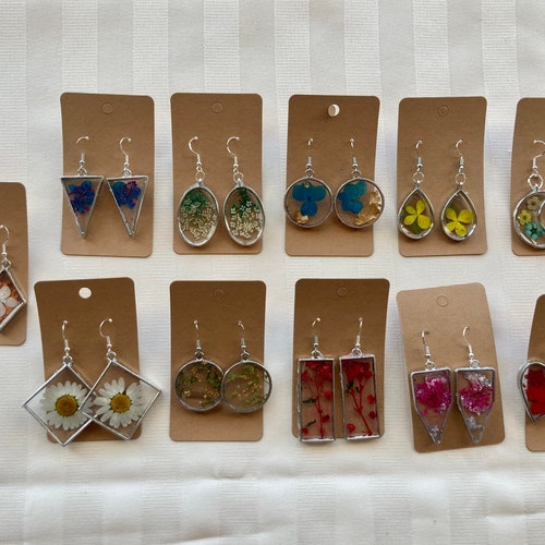Dried Flower Earrings Boho Flower Earring Boho Bridesmaid Etsy