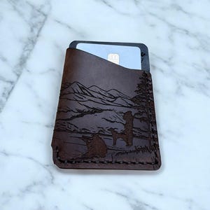 Cartera de cuero hecha a mano, cartera personalizada de cuero genuino grabado, regalo de aniversario, regalo del Día del Padre, esposo, hombres, padre, papá / Caza /