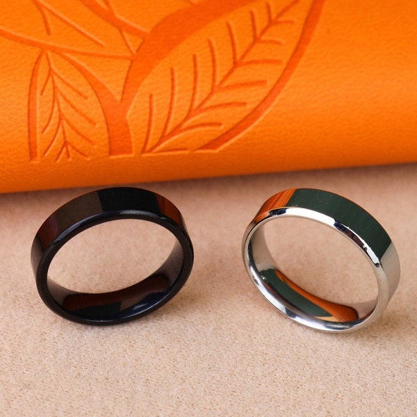 Aangepaste gegraveerde 6mm zwart/zilveren roestvrijstalen ring, unisex ring, roestvrijstalen ring, aangepaste gegraveerde ring, gepersonaliseerde cadeauring