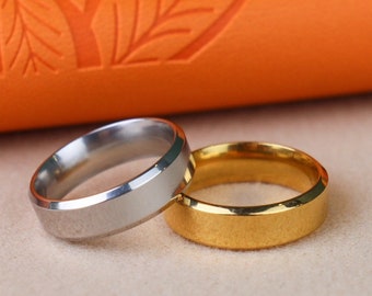 Individuell gravierter 6mm Gold / Silber-Edelstahlring, Unisex-Ring, Edelstahlring, Individuell gravierter Ring, personalisierter Geschenkring
