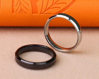 Gravur 4mm Schwarz/Silber Edelstahlring, Unisex Ring, Edelstahlring, individuell gravierter Ring, personalisierter Geschenkring,