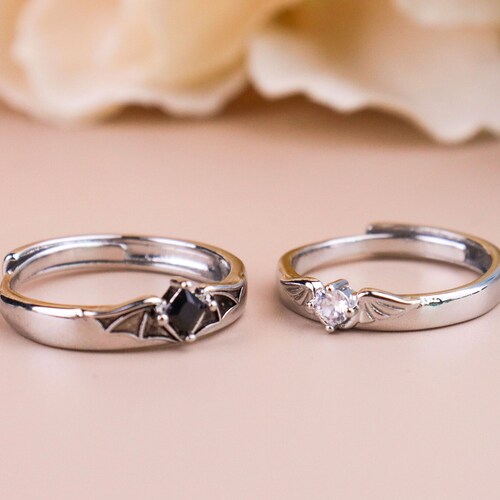 Silver Butterfly Couple Rings Matching Rings for Couples Etsy