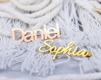 Custom Name Brooch in Gold / Silver / Rose Gold Personalized Handwriting Brooch Breastpin Clip Clasp Customized Initial Numbers Gift