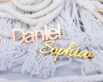 Personalisierte Namen Brosche in Gold / Silber / Rose Gold Personalisierte Handschrift Brosche Brustklammer Clip Verschluss Individuelle Anfangszahlen Geschenk