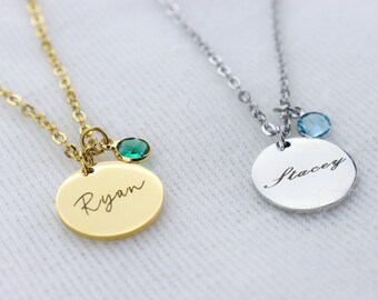 Gepersonaliseerde geboortesteen ketting • Geboortesteen ketting • Gegraveerde ketting • Geboortecadeau • Familieketting • liefhebbers • jubileum • Naamketting