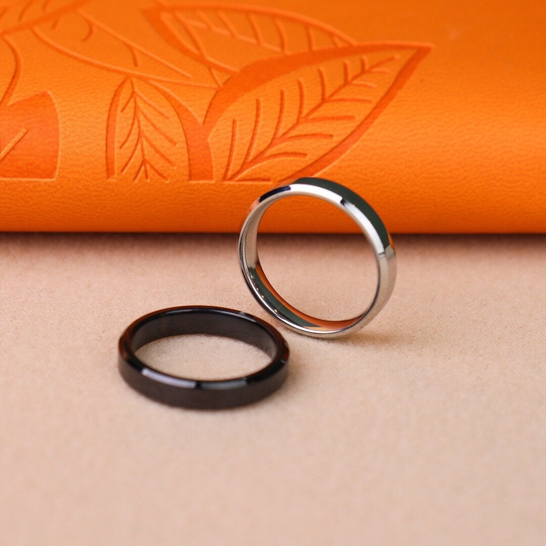Custom Engraved 4mm Black/silver Stainless Steel Ring, Unisex Ring