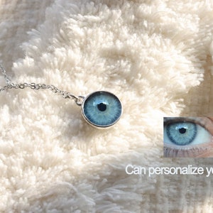 Collar de ojos personalizado-Collar de iris de ojos personalizado con cadena-joyería personalizada-ojos humanos regalo personalizado-regalos de aniversario-joyas para mascotas imagen 1