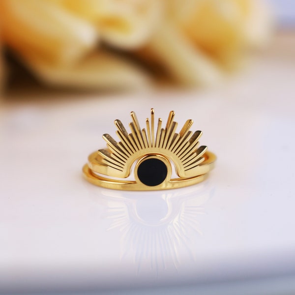 Black + Gold Suns Ring main image 0
