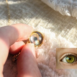 Collar de ojos personalizado-Collar de iris de ojos personalizado con cadena-joyería personalizada-ojos humanos regalo personalizado-regalos de aniversario-joyas para mascotas imagen 2