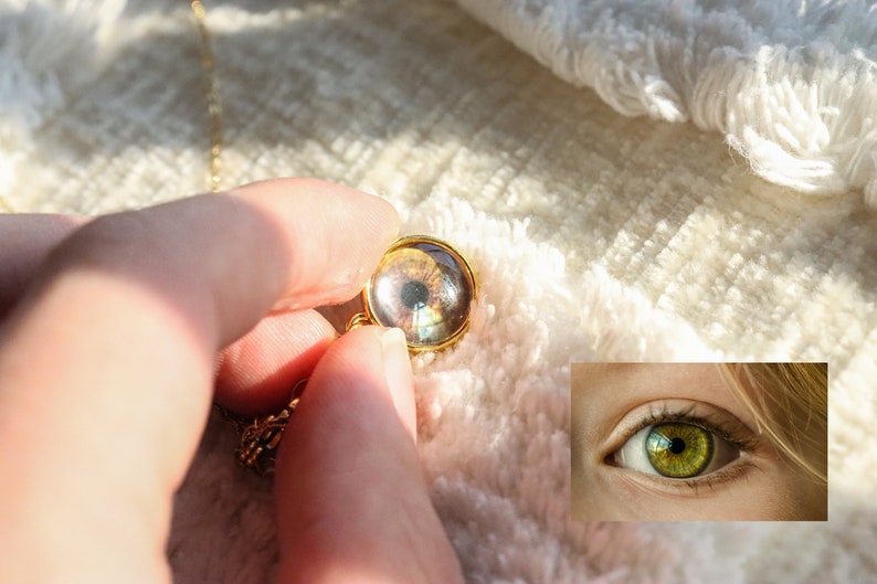 Personalisierte Auge Halskette-Personalisierte Auge Iris Halskette mit Kette-Schmuck Benutzerdefinierte-Human Augen Benutzerdefinierte Geschenk-Jubiläum Geschenke-Pet Schmuck Bild 2