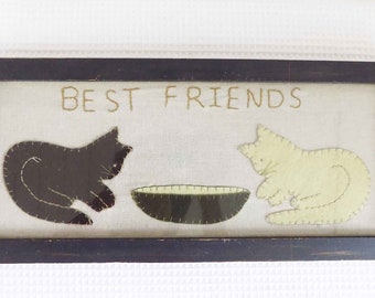Felt Cats, Kittens, Kitties Wall Hanging - Best Friends - Vintage Home, Child's Room, Nursery Decor - Cat Lovers - Cat Art