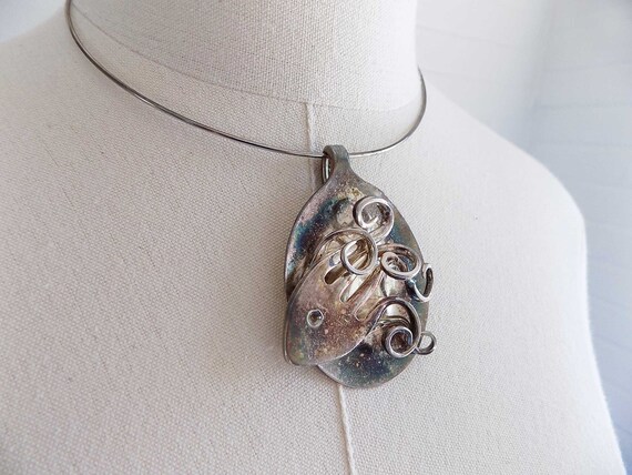 Sterling Silver Fork and Spoon Squid Necklace - V… - image 2