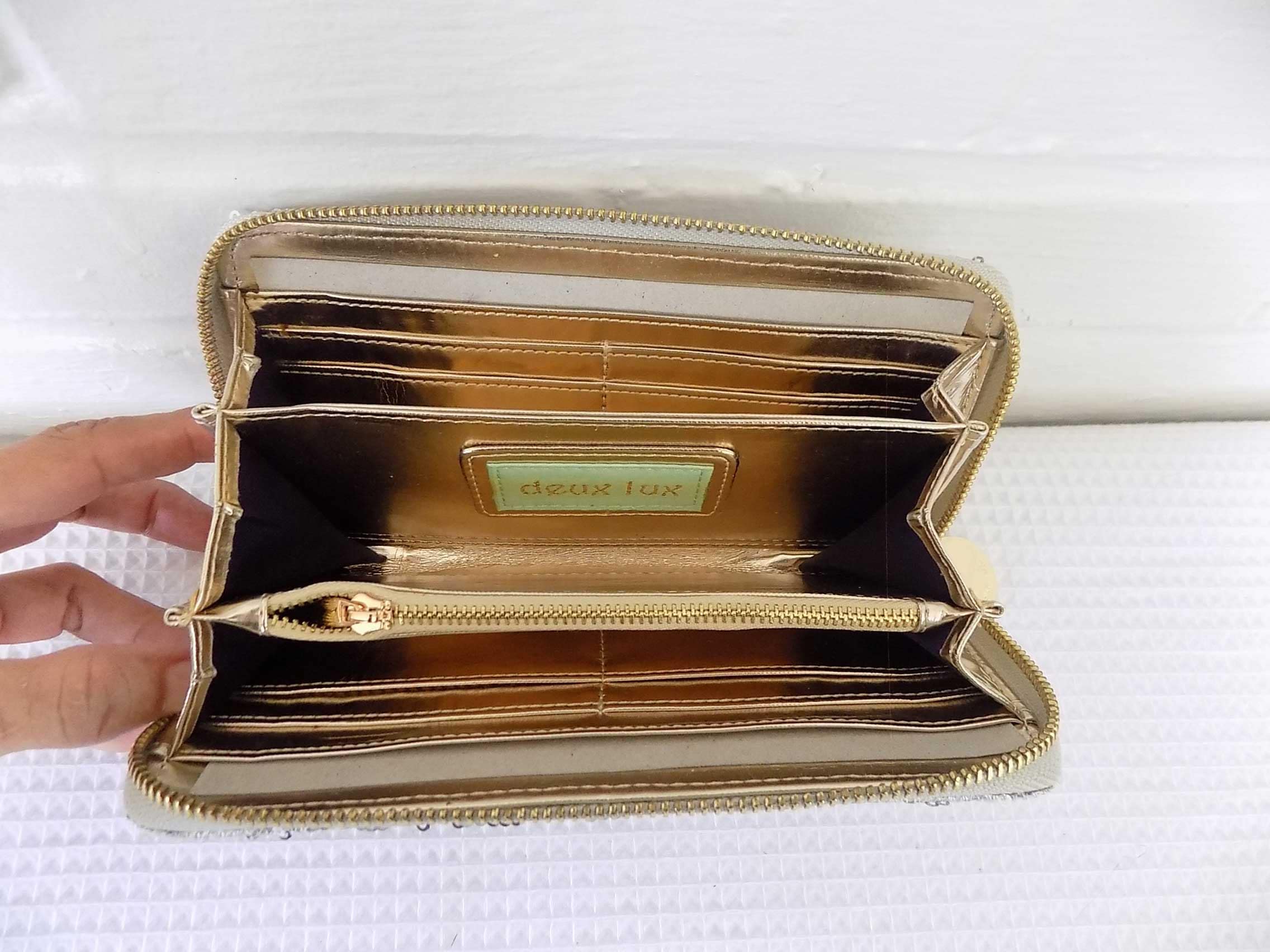 Silver Sequins Wallet Deux Lux Small Clutch Purse 