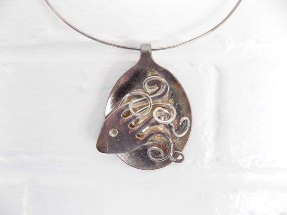 Sterling Silver Fork and Spoon Squid Necklace - V… - image 4