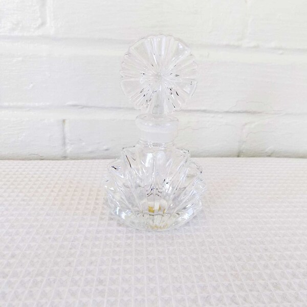 Clear, Cut Lead Crystal Perfume Bottle - Vintage - New Old Stock - Made in Taiwan