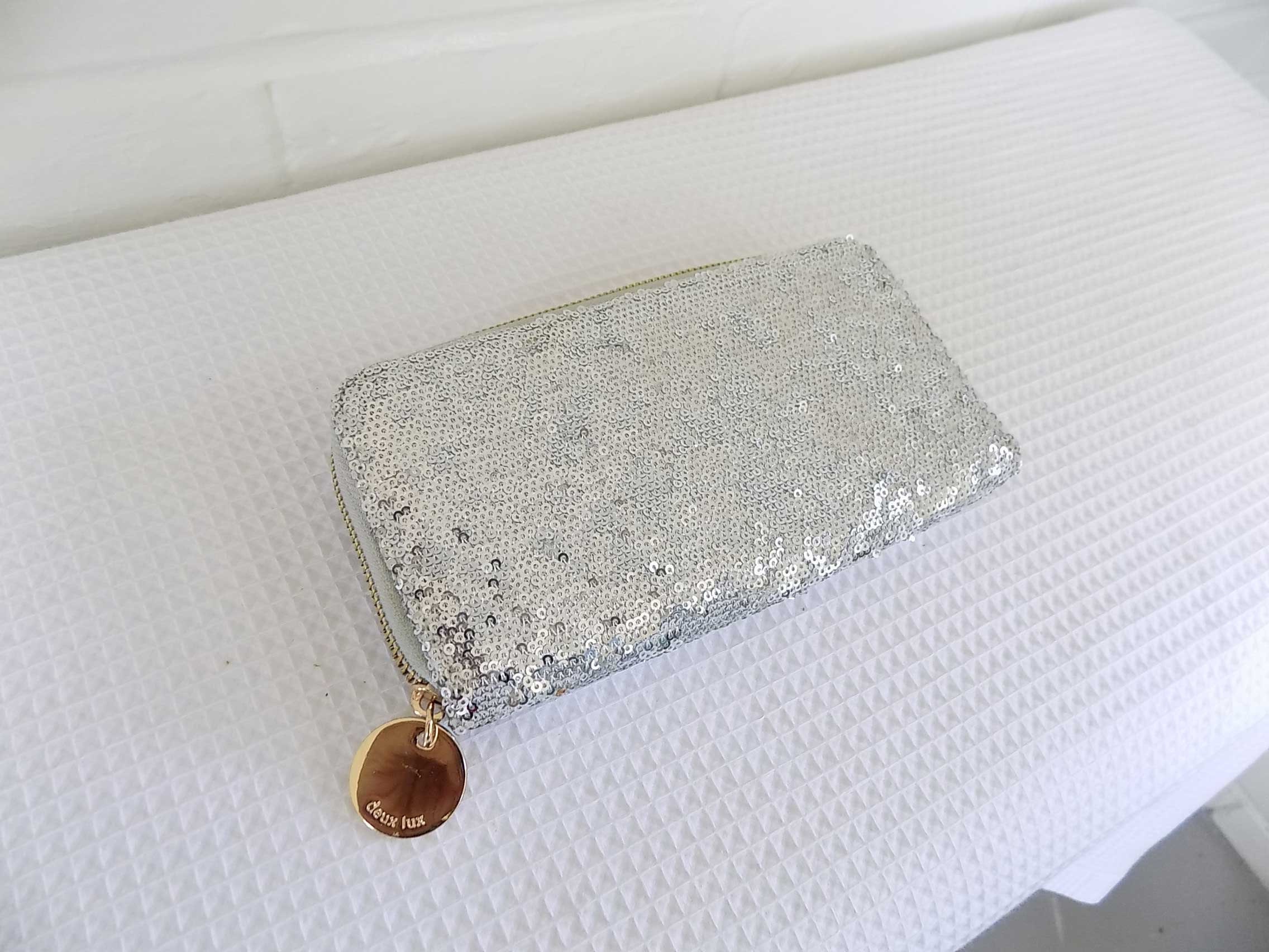 Silver Sequins Wallet Deux Lux Small Clutch Purse 