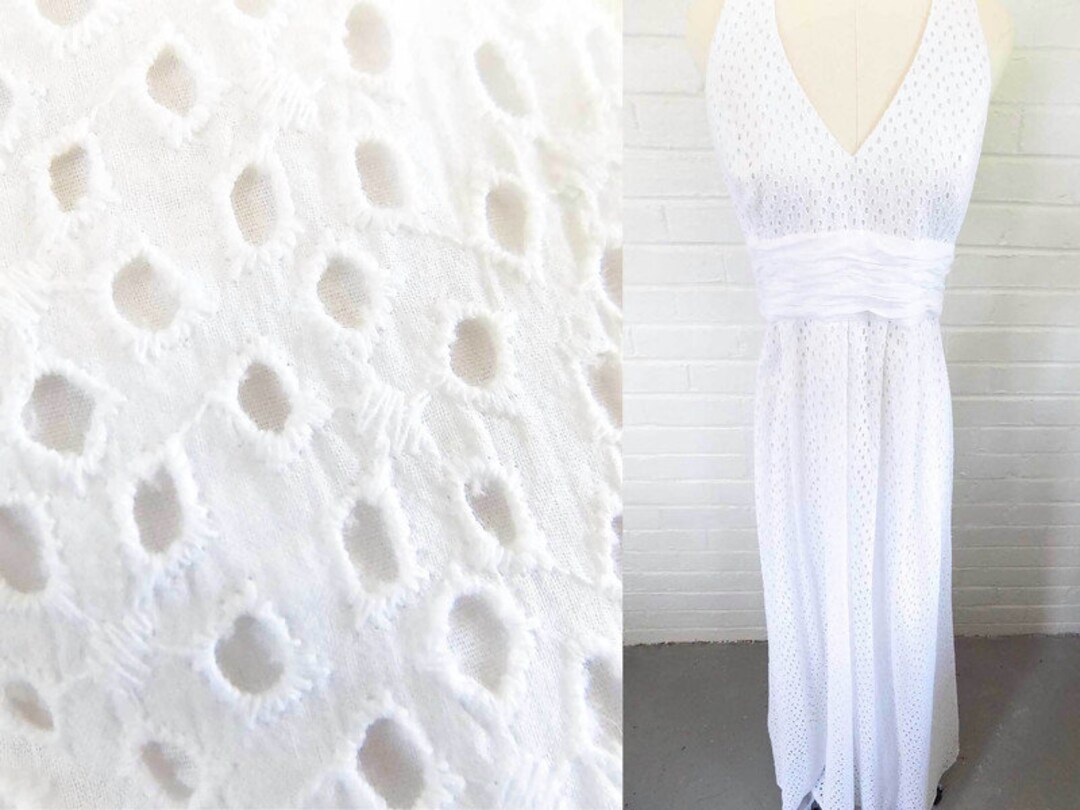 White Geometric Eyelet Maxi Halter Dress Size 12 Medium - Etsy