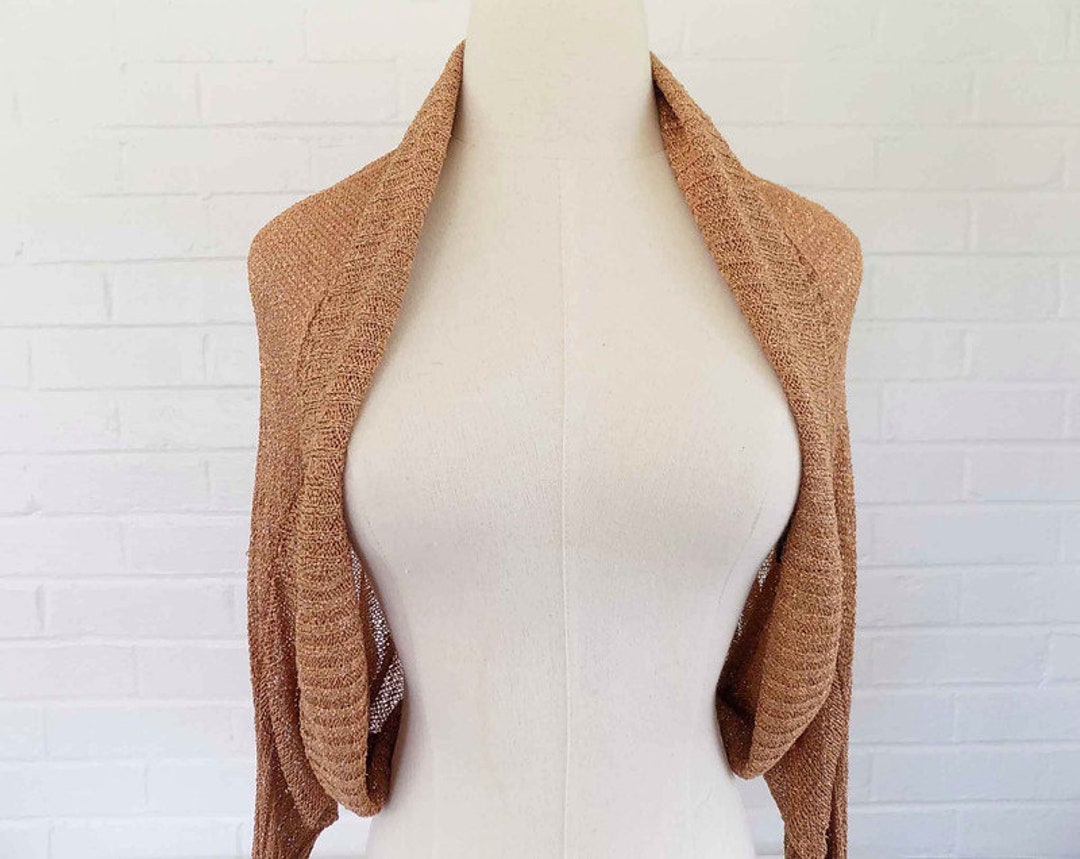 Metallic Thread Crop Knitted Sweater Shrug Woman's One - Etsy