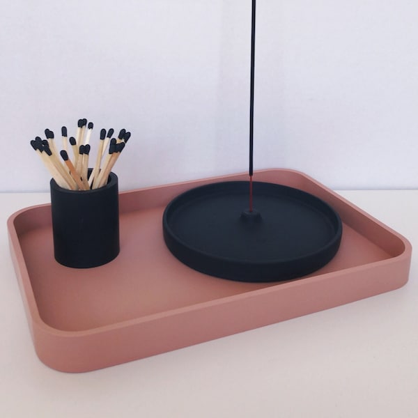 Jesmonite Concrete Round Incense holder | Incense burner | Incense dish| Meditation and mindfullness| Modern decor | Incense sticks |