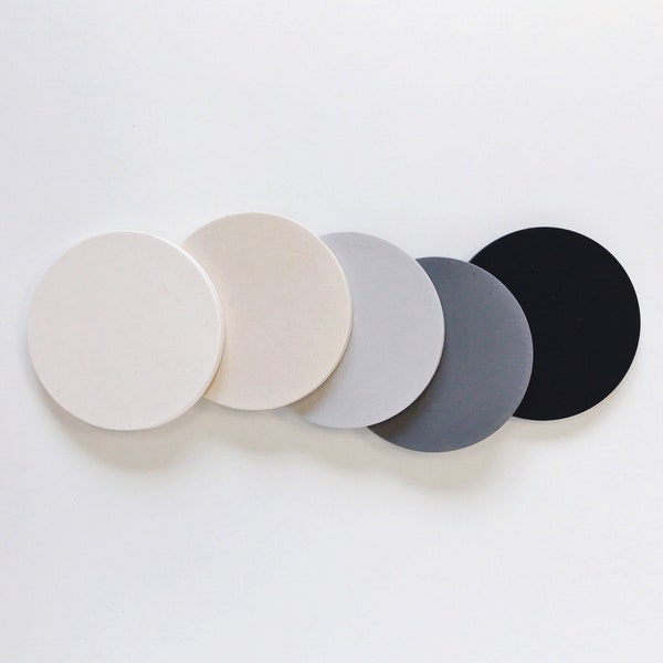 Round Concrete Coasters | Jesmonite | 9 colours | House warming gift | Concrete Table accessories | Cork underside | Mug coaster | Placemat