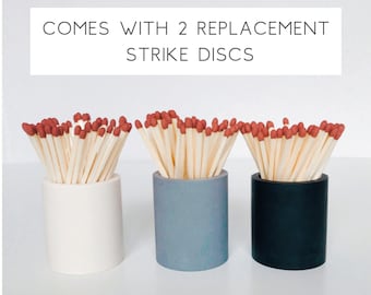 Match holder with strike patch | 9 colours | Jesmonite Concrete | safety long matches | Match pot | Matchstick holder | fire starter