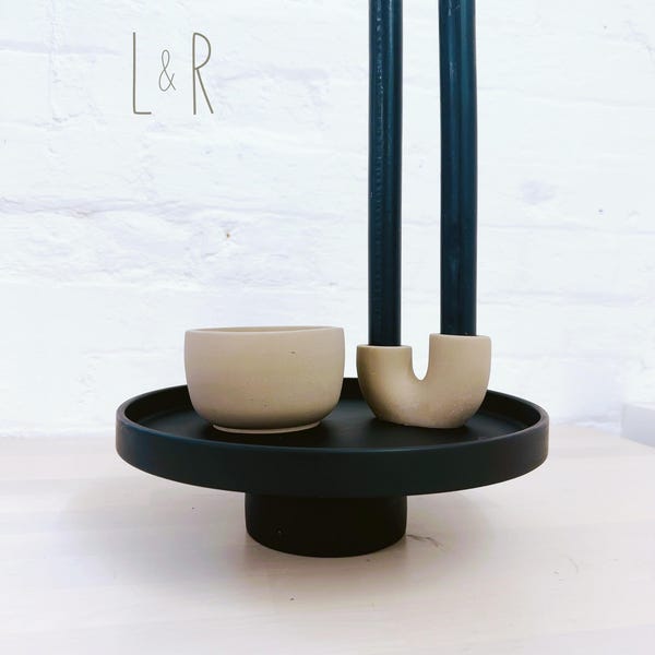 Large Round Concrete display stand | Table pedestal tray | decorative accessories | Living room candle tray | Kitchen island stone tray |