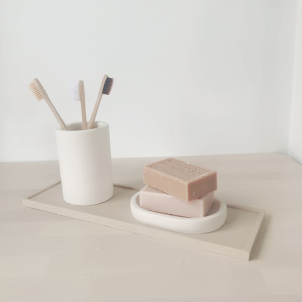 Jesmonite concrete Soap dish | Oval concrete soap dish | modern bathroom decor | Soap tray | minimalist decor | Bathroom Kitchen accessories
