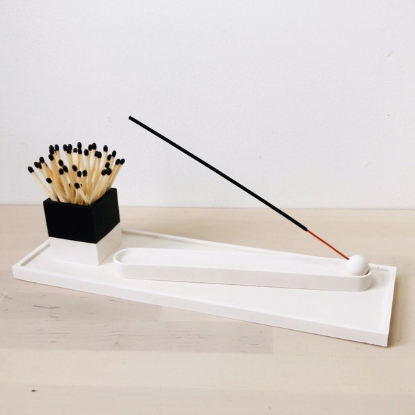 Long incense holder | Jesmonite Concrete Incense burner | modern contemporary design | Meditation | New house gift | Student gift