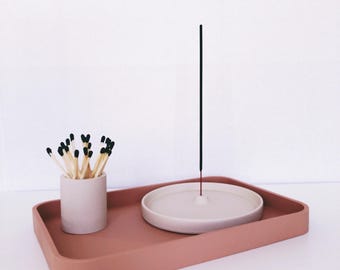 Porta-incenso redondo | Incensário de concreto Jesmonite | Design moderno e contemporâneo | Presente para casa nova | Presente para estudante | Yoga e meditação