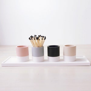 Match holder with strike patch | Match pot for long matches | Jesmonite concrete | modern design | housewarming gift | Matchstick container