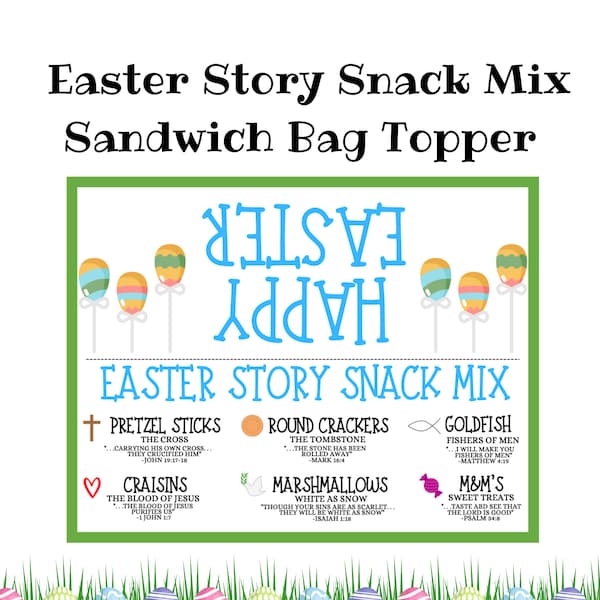 Easter Story Sandwich Bag Topper, Easter Snack mix, Easter Bag topper, Snack Bag Topper, Easter Story Tag, Easter Tag, Sunday School Tag,