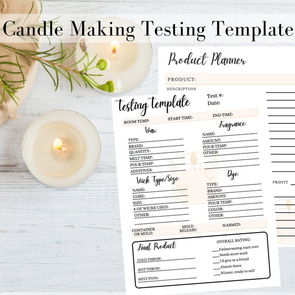 Candle Testing Template, Candle Making Testing Sheet, Candle Making planner, Candle Business Guide, Candle Testing Printable