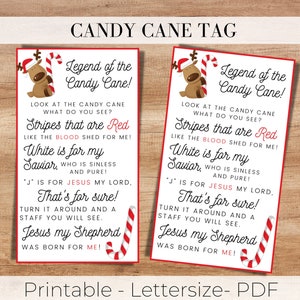 Legend of Candy Cane-tag, christelijke tag, candy cane-tag, kersttag, afdrukbare tag, traktatie-tag, snoeptag, candy cane-tag, kerktag