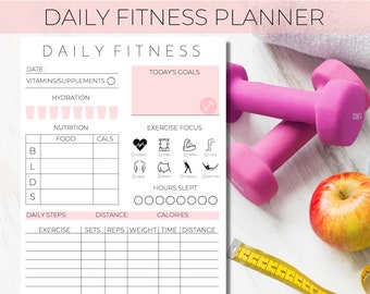 Daily Fitness Planner, Daily Wellness Planner, Daily Workout Planner, Daily Workout Tracker, Daily Fitness, Fitness Journal,Daily Planner