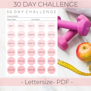 30 Tage Challenge, 30 Tage Challenge Tracker, 30 Tage Challenge druckbar, Habit Tracker, 30 Tage Ziel Tracker, 30 Tage Tracker, Fitness Tracker