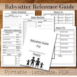 Pianificazione della babysitter, Guida per la tata, Guida per la babysitter, Foglio informativo per il bambino, Guida per la babysitter, Guida per la babysitter, Note per la babysitter, Registro dei neonati