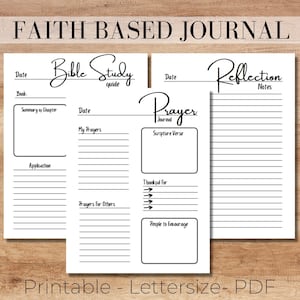 Prayer journal, Bible study printable, faith based journaling, Minimalist prayer journal,  Reflection notes, Bible Study guide, journaling
